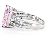 Pink And White Cubic Zirconia Rhodium Over Sterling Silver Starry Cut Ring 11.12ctw