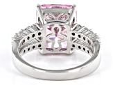 Pink And White Cubic Zirconia Rhodium Over Sterling Silver Starry Cut Ring 11.12ctw