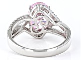 Pink And White Cubic Zirconia Rhodium Over Sterling Silver Starry Cut Ring 5.45ctw