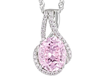 Picture of Pink And White Cubic Zirconia Rhodium Over Sterling Silver Starry Cut Pendant 5.24ctw