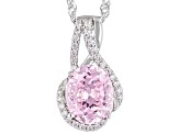 Pink And White Cubic Zirconia Rhodium Over Sterling Silver Starry Cut Pendant 5.24ctw