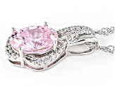 Pink And White Cubic Zirconia Rhodium Over Sterling Silver Starry Cut Pendant 5.24ctw