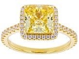 Canary And White Cubic Zirconia 18k Yellow Gold Over Sterling Silver Starry Cut Ring 6.28ctw