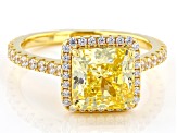 Canary And White Cubic Zirconia 18k Yellow Gold Over Sterling Silver Starry Cut Ring 6.28ctw