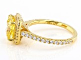 Canary And White Cubic Zirconia 18k Yellow Gold Over Sterling Silver Starry Cut Ring 6.28ctw