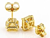 Canary And White Cubic Zirconia 18k Yellow Gold Over Sterling Silver Starry Cut Earrings 4.59ctw