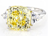 Canary And White Cubic Zirconia Rhodium Over Sterling Silver Starry Cut Ring 17.74ctw