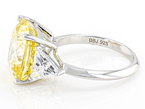carat 5.00 Carat Canary Yellow CZ and 1.10 ct. t.w. White CZ Ring