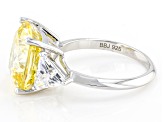 Canary And White Cubic Zirconia Rhodium Over Sterling Silver Starry Cut Ring 17.74ctw