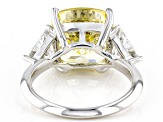 Canary And White Cubic Zirconia Rhodium Over Sterling Silver Starry Cut Ring 17.74ctw