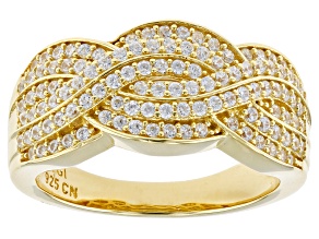 White Cubic Zirconia 18k Yellow Gold Over Sterling Silver Ring