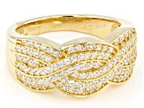 White Cubic Zirconia 18k Yellow Gold Over Sterling Silver Ring