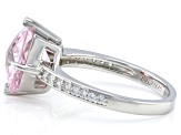 Pink And White Cubic Zirconia Rhodium Over Sterling Silver Hexagon Cut Ring 8.36ctw