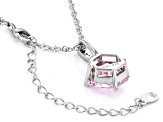 Pink And White Cubic Zirconia Rhodium Over Sterling Silver Hexagon Cut Pendant 8.11ctw
