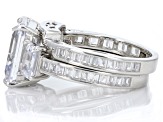 White Cubic Zirconia Rhodium Over Sterling Silver Ring Set 14.30ctw