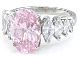 Pink And White Cubic Zirconia Rhodium Over Sterling Silver Ring 10.31ctw