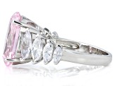 Pink And White Cubic Zirconia Rhodium Over Sterling Silver Ring 10.31ctw