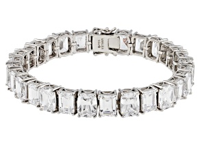 White Cubic Zirconia Platinum Over Sterling Silver Tennis Bracelet 51.82ctw