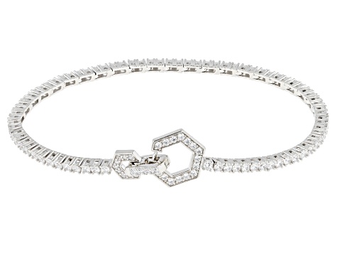 White Cubic Zirconia Platinum Over Sterling Silver Tennis Bracelet 5.16ctw