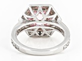 Pink And White Cubic Zirconia Rhodium Over Sterling Silver Hexagon Cut Ring 6.88ctw