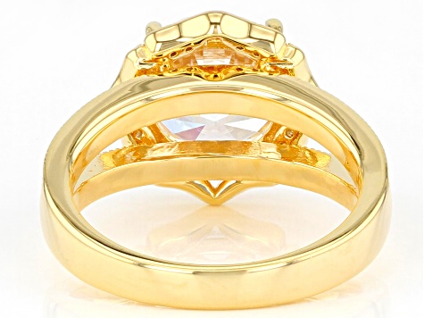 White Cubic Zirconia 18k Yellow Gold Over Sterling Silver Ring 7.66ctw