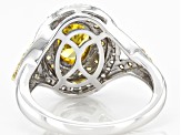 Yellow And White Cubic Zirconia Rhodium Over Sterling Silver Ring 2.85ctw