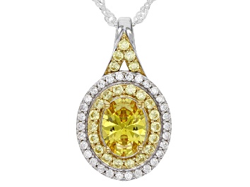 Picture of Yellow And White Cubic Zirconia Rhodium Over Sterling Silver Pendant 2.63ctw