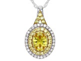 Yellow And White Cubic Zirconia Rhodium Over Sterling Silver Pendant 2.63ctw