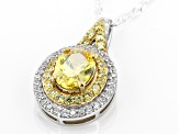 Yellow And White Cubic Zirconia Rhodium Over Sterling Silver Pendant 2.63ctw