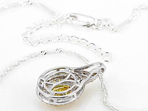 Yellow And White Cubic Zirconia Rhodium Over Sterling Silver Pendant 2.63ctw