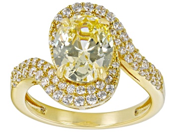 Picture of Canary And White Cubic Zirconia 18k Yellow Gold Over Sterling Silver Ring 5.00ctw