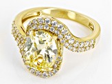 Canary And White Cubic Zirconia 18k Yellow Gold Over Sterling Silver Ring 5.00ctw