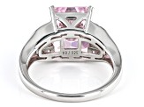 Pink And White Cubic Zirconia Rhodium Over Sterling Silver Ice Flower Cut Ring 11.56ctw