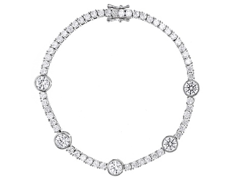 White Cubic Zirconia Rhodium Over Sterling Silver Tennis Bracelet 15.00ctw