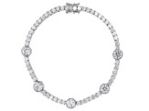 White Cubic Zirconia Rhodium Over Sterling Silver Tennis Bracelet 15.00ctw