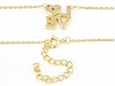 White Cubic Zirconia 18k Yellow Gold Over Sterling Silver "Love" Necklace 0.08ctw
