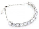 White Cubic Zirconia Platinum Over Sterling Silver Asscher Cut Bracelet 25.27ctw