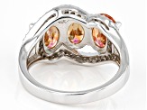 Champagne Aurora Borealis And White Cubic Zirconia Rhodium Over Sterling Silver Ring 6.43ctw