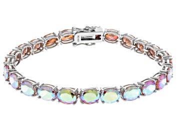 Picture of Champagne Cubic Zirconia Rhodium Over Sterling Silver Tennis Bracelet 41.00ctw