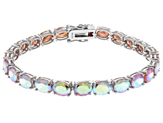 Champagne Cubic Zirconia Rhodium Over Sterling Silver Tennis Bracelet 41.00ctw