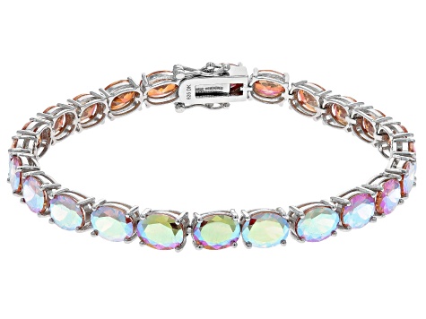 Champagne Cubic Zirconia Rhodium Over Sterling Silver Tennis Bracelet 41.00ctw