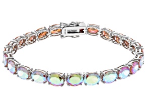 Champagne Cubic Zirconia Rhodium Over Sterling Silver Tennis Bracelet 41.00ctw