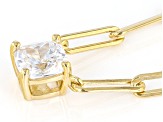 White Cubic Zirconia 18k Yellow Gold Over Sterling Silver Paperclip Necklace 1.42ctw