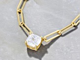 White Cubic Zirconia 18k Yellow Gold Over Sterling Silver Paperclip Necklace 1.42ctw