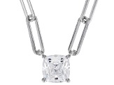 White Cubic Zirconia Platinum Over Sterling Silver Paperclip Necklace 1.42ctw