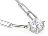 White Cubic Zirconia Platinum Over Sterling Silver Paperclip Necklace 1.42ctw