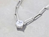 White Cubic Zirconia Platinum Over Sterling Silver Paperclip Necklace 1.42ctw