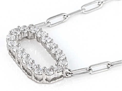 White Cubic Zirconia Platinum Over Sterling Silver Paperclip Necklace 1.00ctw