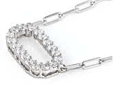 White Cubic Zirconia Platinum Over Sterling Silver Paperclip Necklace 1.00ctw