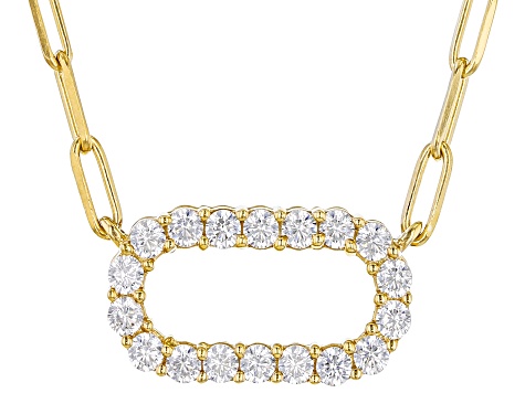 White Cubic Zirconia 18k Yellow Gold Over Sterling Silver Paperclip Necklace 1.00ctw